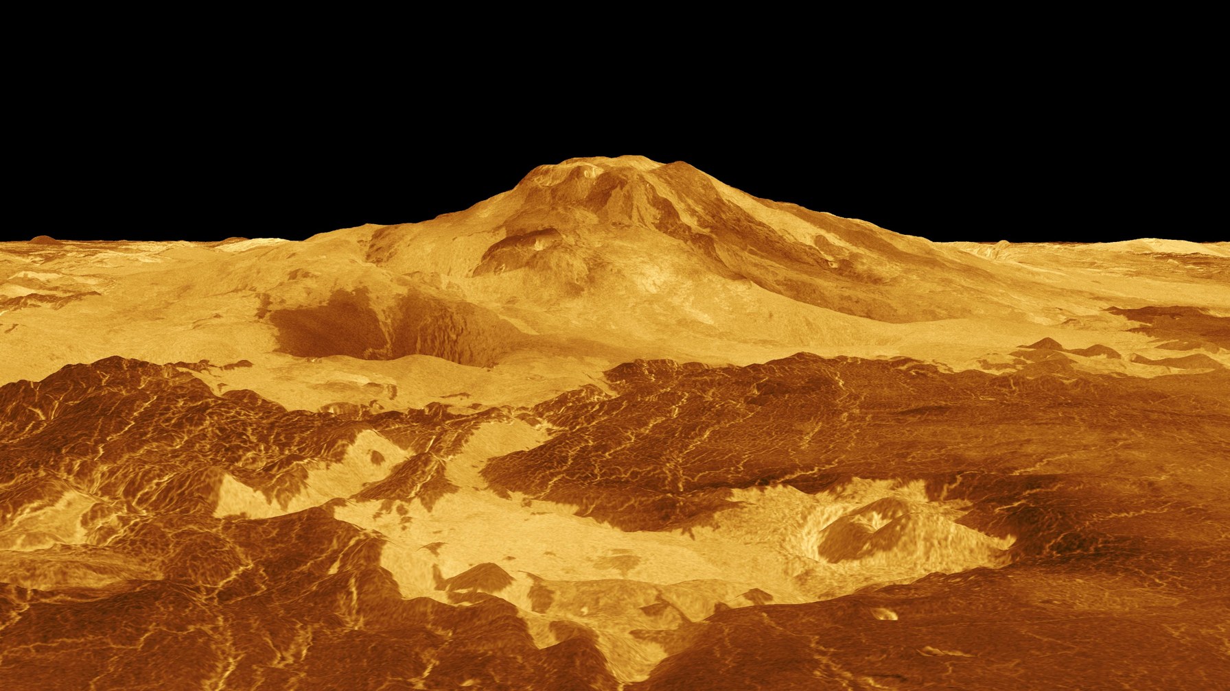 Magellan radar 3D perspective view of Maat Mons on Venus (not the Venera 14 landing site)